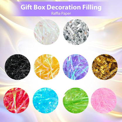 10 Pack Crinkle Cut Paper Shred Filler for Packing and Empty Basket Filler, Total 300g Raffia Tissue Paper Stuffers Gift Boxes for Wrapping Party Supplies(Irish Color)