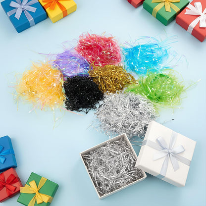 10 Pack Crinkle Cut Paper Shred Filler for Packing and Empty Basket Filler, Total 300g Raffia Tissue Paper Stuffers Gift Boxes for Wrapping Party Supplies(Irish Color)
