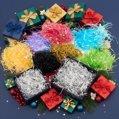 10 Pack Crinkle Cut Paper Shred Filler for Packing and Empty Basket Filler, Total 300g Raffia Tissue Paper Stuffers Gift Boxes for Wrapping Party Supplies(Irish Color)