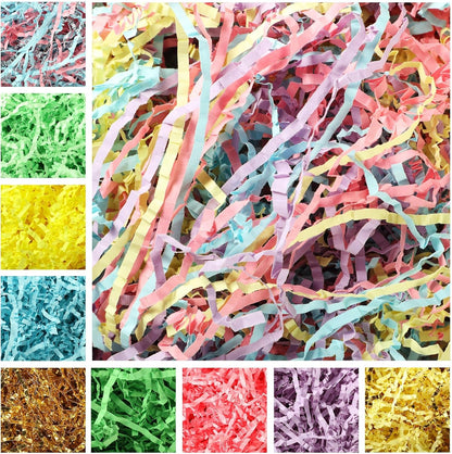 10 Pack Crinkle Cut Paper Shred Filler for Packing and Empty Basket Filler, Total 300g Raffia Tissue Paper Stuffers Gift Boxes for Wrapping Party Supplies(Irish Color)