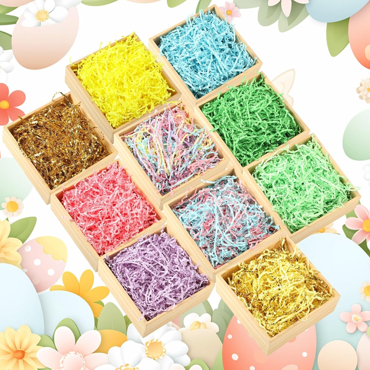 10 Pack Crinkle Cut Paper Shred Filler for Packing and Empty Basket Filler, Total 300g Raffia Tissue Paper Stuffers Gift Boxes for Wrapping Party Supplies(Irish Color)