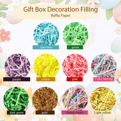 10 Pack Crinkle Cut Paper Shred Filler for Packing and Empty Basket Filler, Total 300g Raffia Tissue Paper Stuffers Gift Boxes for Wrapping Party Supplies(Irish Color)