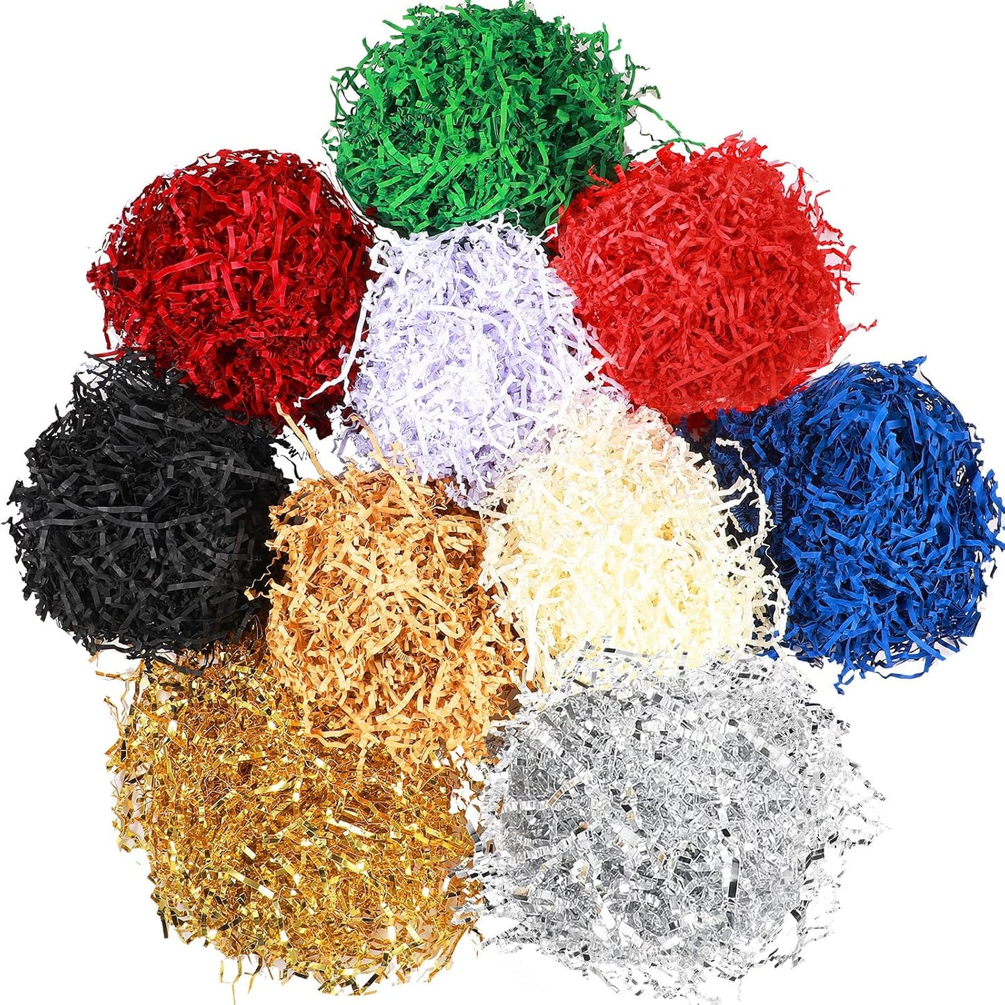 10 Pack Crinkle Cut Paper Shred Filler for Packing and Empty Basket Filler, Total 300g Raffia Tissue Paper Stuffers Gift Boxes for Wrapping Party Supplies(Irish Color)