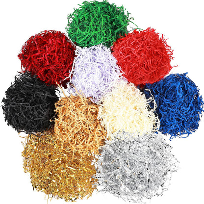 10 Pack Crinkle Cut Paper Shred Filler for Packing and Empty Basket Filler, Total 300g Raffia Tissue Paper Stuffers Gift Boxes for Wrapping Party Supplies(Irish Color)