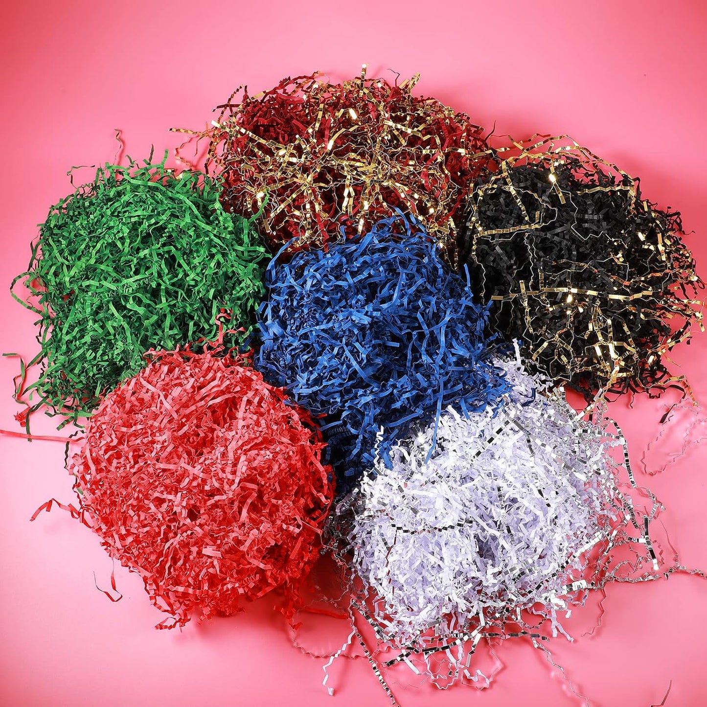 10 Pack Crinkle Cut Paper Shred Filler for Packing and Empty Basket Filler, Total 300g Raffia Tissue Paper Stuffers Gift Boxes for Wrapping Party Supplies(Irish Color)