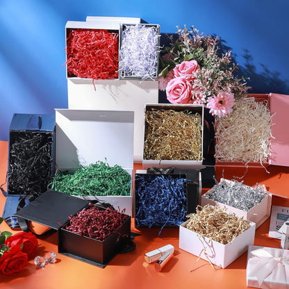 10 Pack Crinkle Cut Paper Shred Filler for Packing and Empty Basket Filler, Total 300g Raffia Tissue Paper Stuffers Gift Boxes for Wrapping Party Supplies(Irish Color)