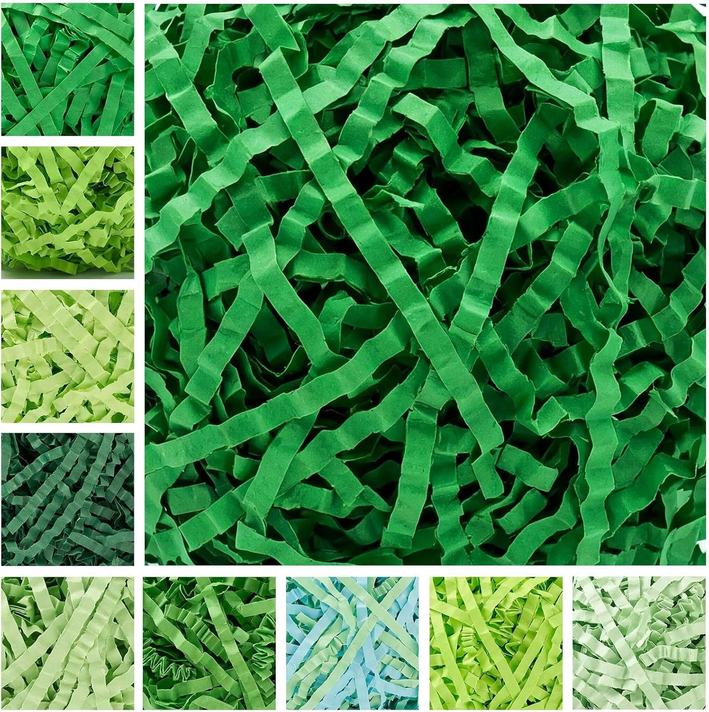 10 Pack Crinkle Cut Paper Shred Filler for Packing and Empty Basket Filler, Total 300g Raffia Tissue Paper Stuffers Gift Boxes for Wrapping Party Supplies(Irish Color)