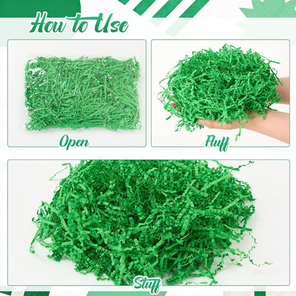 10 Pack Crinkle Cut Paper Shred Filler for Packing and Empty Basket Filler, Total 300g Raffia Tissue Paper Stuffers Gift Boxes for Wrapping Party Supplies(Irish Color)