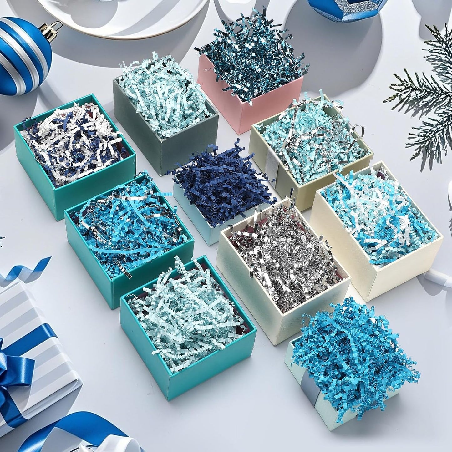 10 Pack Crinkle Cut Paper Shred Filler for Packing and Empty Basket Filler, Total 300g Raffia Tissue Paper Stuffers Gift Boxes for Wrapping Party Supplies(Irish Color)