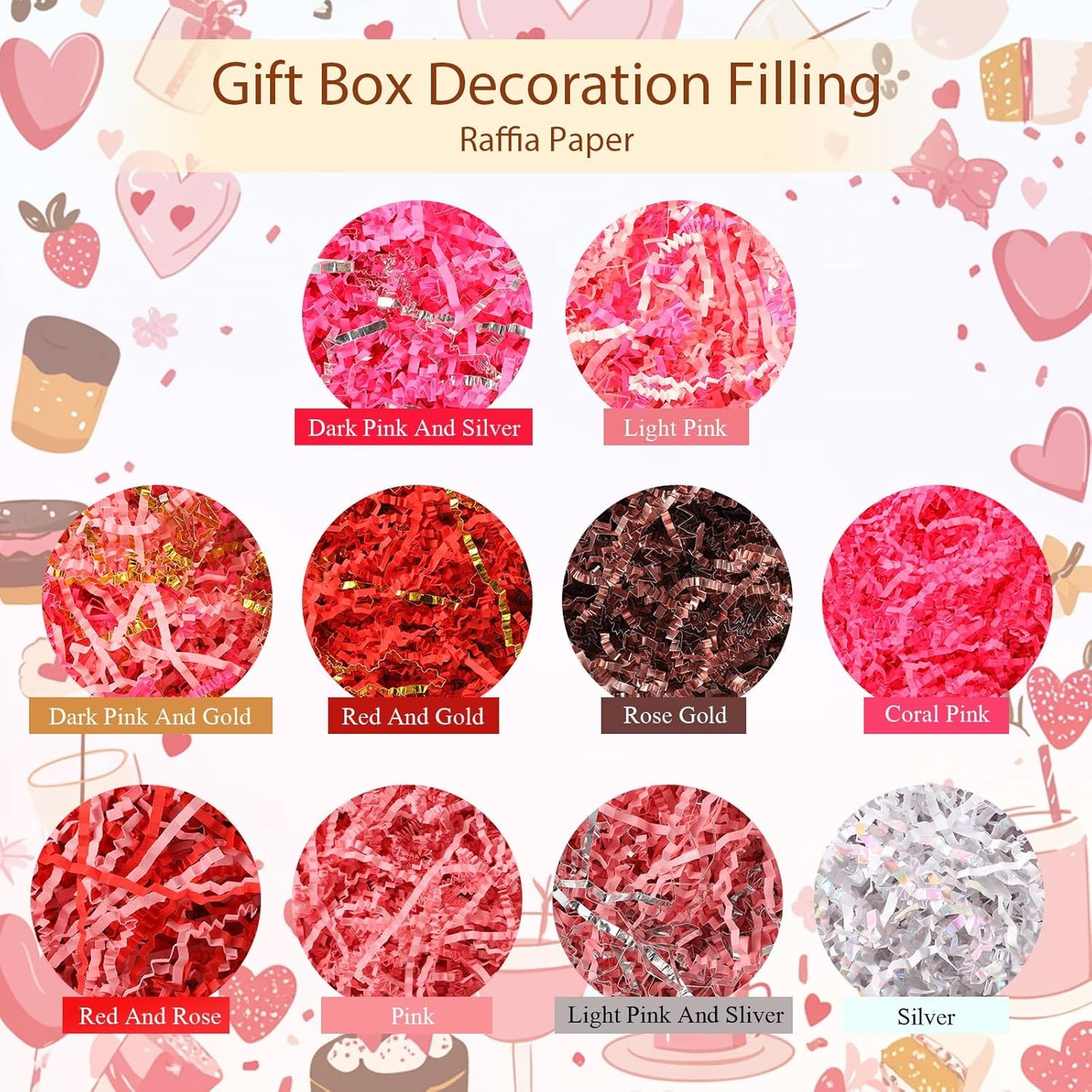 10 Pack Crinkle Cut Paper Shred Filler for Packing and Empty Basket Filler, Total 300g Raffia Tissue Paper Stuffers Gift Boxes for Wrapping Party Supplies(Irish Color)