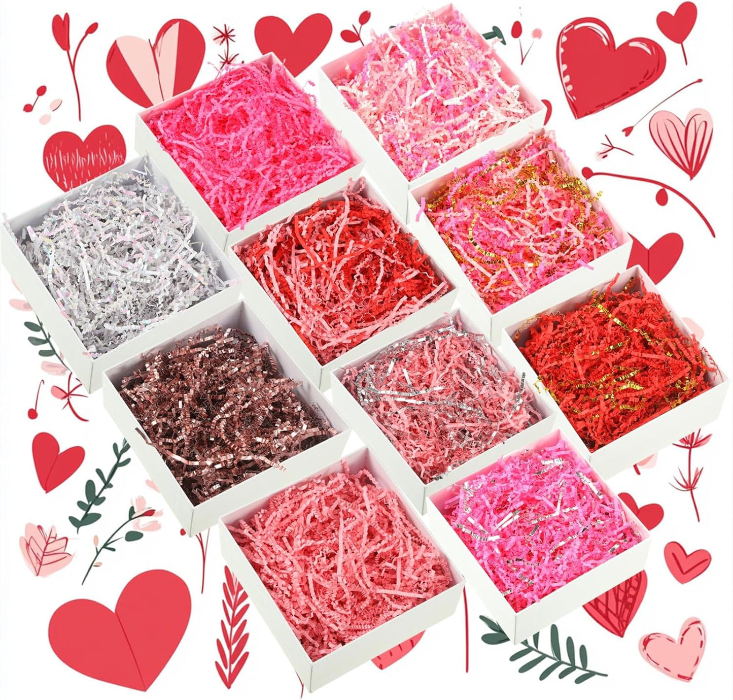 10 Pack Crinkle Cut Paper Shred Filler for Packing and Empty Basket Filler, Total 300g Raffia Tissue Paper Stuffers Gift Boxes for Wrapping Party Supplies(Irish Color)