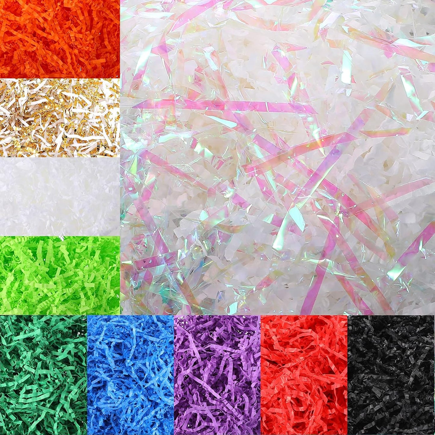 10 Pack Crinkle Cut Paper Shred Filler for Packing and Empty Basket Filler, Total 300g Raffia Tissue Paper Stuffers Gift Boxes for Wrapping Party Supplies(Irish Color)
