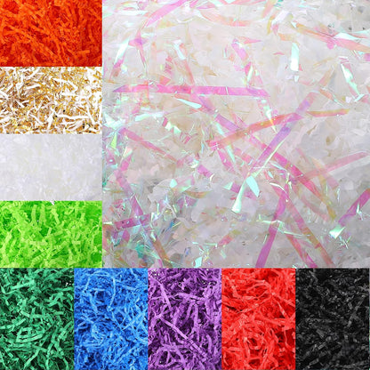 10 Pack Crinkle Cut Paper Shred Filler for Packing and Empty Basket Filler, Total 300g Raffia Tissue Paper Stuffers Gift Boxes for Wrapping Party Supplies(Irish Color)