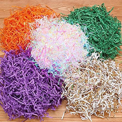 10 Pack Crinkle Cut Paper Shred Filler for Packing and Empty Basket Filler, Total 300g Raffia Tissue Paper Stuffers Gift Boxes for Wrapping Party Supplies(Irish Color)
