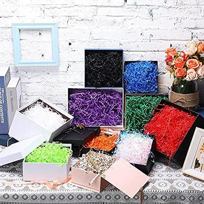 10 Pack Crinkle Cut Paper Shred Filler for Packing and Empty Basket Filler, Total 300g Raffia Tissue Paper Stuffers Gift Boxes for Wrapping Party Supplies(Irish Color)