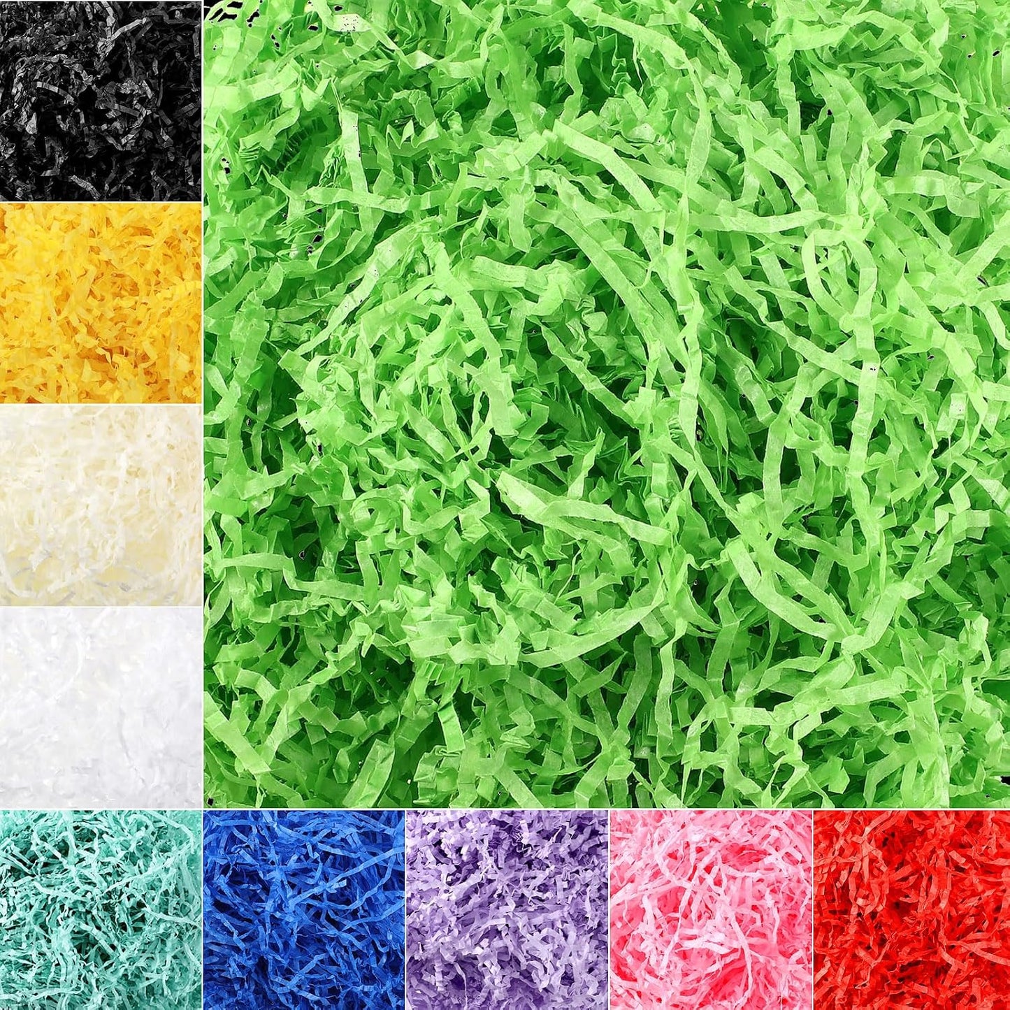 10 Pack Crinkle Cut Paper Shred Filler for Packing and Empty Basket Filler, Total 300g Raffia Tissue Paper Stuffers Gift Boxes for Wrapping Party Supplies(Irish Color)