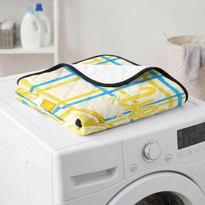 T&H XHomeLemon Cat Litter Mat 40x30 , Lemon Leaves Summer Plant Plaid Yellow Kitty Litter Box mat for Cat Machine Washable Easy Clean Soft Non-Slip Pet Food Mats for Floor Rug