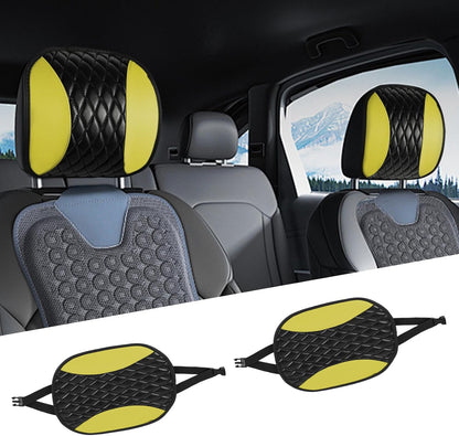 2PCS Car Headrest Cover, Soft Leather Head Rest Protector, Yellow | Waterproof Headrest Cover with Elastic Straps, Non-Slip, Dust Covering Accessories for Most Vehicles, Easy to Clean
