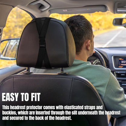 2PCS Car Headrest Cover, Soft Leather Head Rest Protector, Yellow | Waterproof Headrest Cover with Elastic Straps, Non-Slip, Dust Covering Accessories for Most Vehicles, Easy to Clean