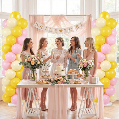 Lemon Balloon Column Stand Kit, 2 Sets 6.5 Ft Adjustable Balloon Tower Stand with Bases Pastel Yellow Light Pink Balloons Decorations for Birthday Wedding Baby Shower Party Supplies