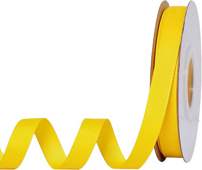 Yellow Grosgrain Ribbon, 1/2 Inch 25 Yards, for Gift Wrapping Crafts Hair Bows Wedding Party Decoration