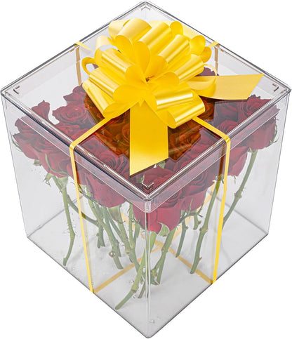 Gift Tek 5.5 Inch Ribbon Pull Bows 10 Satin Pull Bows - 20 Loops Instant Pull Design Yellow Plastic Flower Bows for Gifts Large for Wedding Baskets and Gift Wrapping
