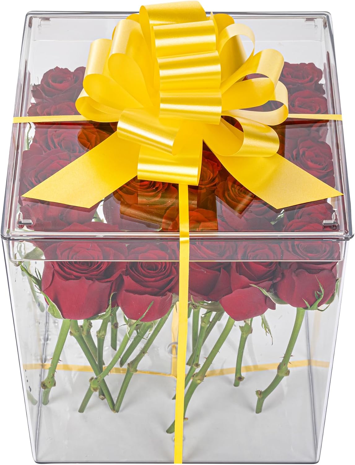 Gift Tek 5.5 Inch Ribbon Pull Bows 10 Satin Pull Bows - 20 Loops Instant Pull Design Yellow Plastic Flower Bows for Gifts Large for Wedding Baskets and Gift Wrapping