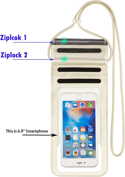 Waterproof Phone Pouch,IPX8 Waterproof Phone Case Bag Holder Dry Pouch for iPhone 13 Pro Max/13 Pro/13/12/12 Pro Max/11/11 Pro Max/Xs Max/XR to 6.9" for Kayaking Swimming Beach(Gold)