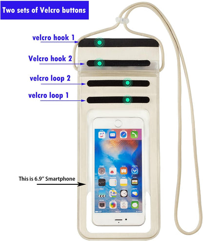 Waterproof Phone Pouch,IPX8 Waterproof Phone Case Bag Holder Dry Pouch for iPhone 13 Pro Max/13 Pro/13/12/12 Pro Max/11/11 Pro Max/Xs Max/XR to 6.9" for Kayaking Swimming Beach(Gold)