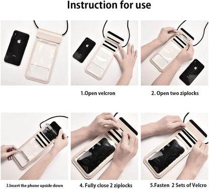 Waterproof Phone Pouch,IPX8 Waterproof Phone Case Bag Holder Dry Pouch for iPhone 13 Pro Max/13 Pro/13/12/12 Pro Max/11/11 Pro Max/Xs Max/XR to 6.9" for Kayaking Swimming Beach(Gold)