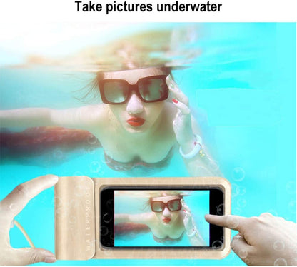 Waterproof Phone Pouch,IPX8 Waterproof Phone Case Bag Holder Dry Pouch for iPhone 13 Pro Max/13 Pro/13/12/12 Pro Max/11/11 Pro Max/Xs Max/XR to 6.9" for Kayaking Swimming Beach(Gold)