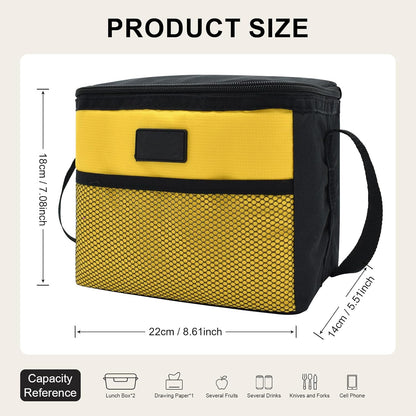 5L Lunch Bag Leakproof Thermal Cooler Lunch Box Adult Waterproof Insulated Lunch Tote Bag (5L,Yellow)