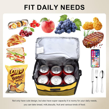 5L Lunch Bag Leakproof Thermal Cooler Lunch Box Adult Waterproof Insulated Lunch Tote Bag (5L,Yellow)