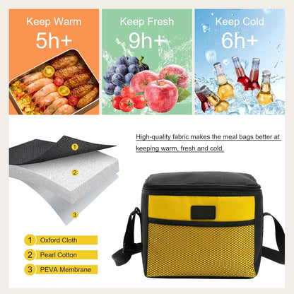 5L Lunch Bag Leakproof Thermal Cooler Lunch Box Adult Waterproof Insulated Lunch Tote Bag (5L,Yellow)