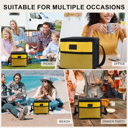 5L Lunch Bag Leakproof Thermal Cooler Lunch Box Adult Waterproof Insulated Lunch Tote Bag (5L,Yellow)