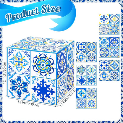 6 Pcs 12" Amalfi Coast Party Boxes,Capri Lemon Party Decorations | 350g Rigid Cardboard,Pre Folded & Glue Free Assembly,Baby Shower Mediterranea Wedding Backdrop Tablescape & Risers