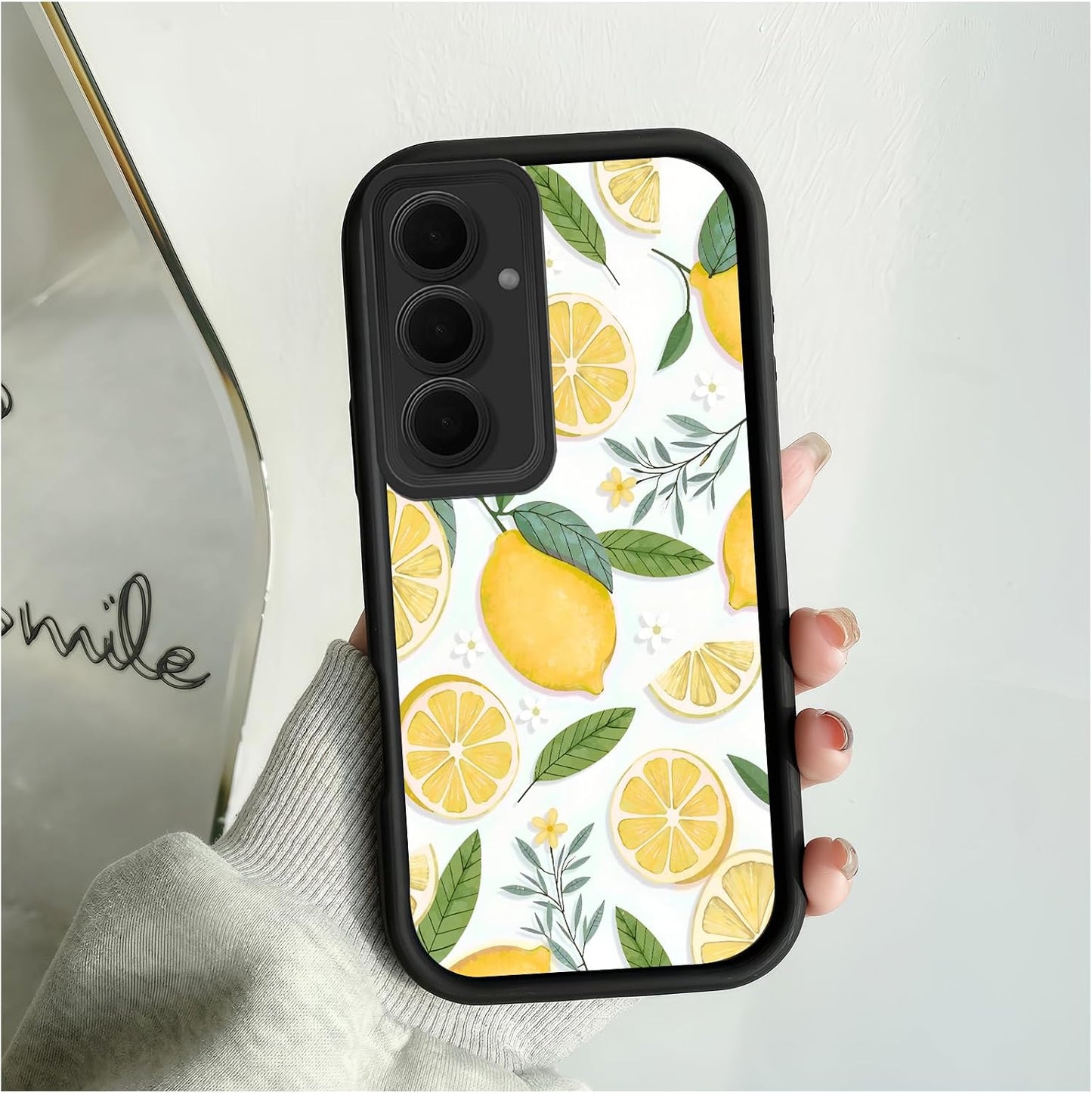 for Samsung Galaxy A35 Case 6.6 inch Lemon Pattern Step Design Soft Touch Case, Slim, Anti-Scratch, Fresh, Playful, Minimalist, for Trendy Users, Summer, Daily Use