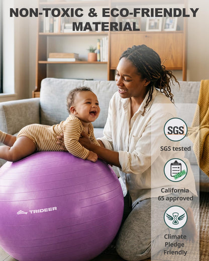 Yoga Ball for Exercise, Pilates, Core & Balance Training, Stability Ball for Pregnancy & Birthing Prep, Physical Therapy, Daily Stretching, Office Chair for Active Sitting, Quick Pump Included