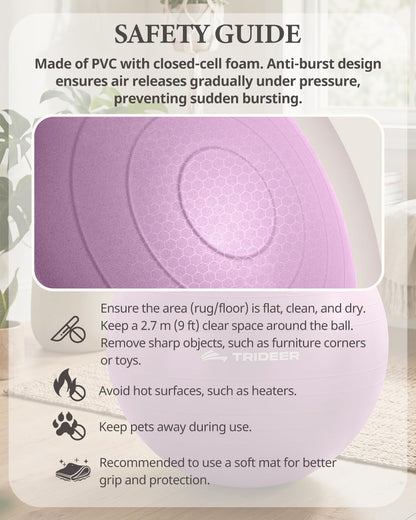 Yoga Ball for Exercise, Pilates, Core & Balance Training, Stability Ball for Pregnancy & Birthing Prep, Physical Therapy, Daily Stretching, Office Chair for Active Sitting, Quick Pump Included