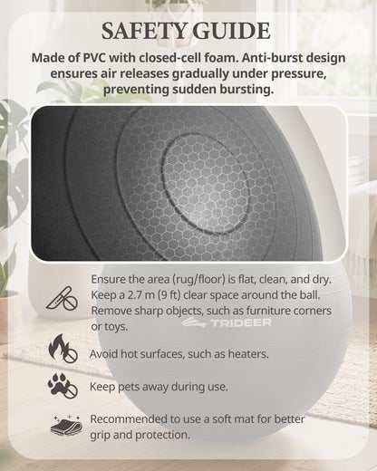 Yoga Ball for Exercise, Pilates, Core & Balance Training, Stability Ball for Pregnancy & Birthing Prep, Physical Therapy, Daily Stretching, Office Chair for Active Sitting, Quick Pump Included