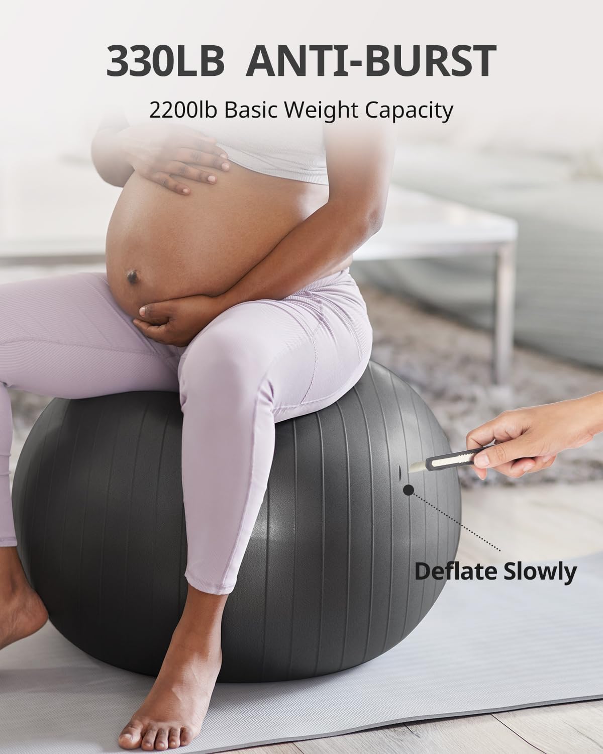 Yoga Ball for Exercise, Pilates, Core & Balance Training, Stability Ball for Pregnancy & Birthing Prep, Physical Therapy, Daily Stretching, Office Chair for Active Sitting, Quick Pump Included