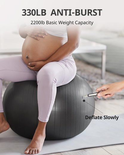 Yoga Ball for Exercise, Pilates, Core & Balance Training, Stability Ball for Pregnancy & Birthing Prep, Physical Therapy, Daily Stretching, Office Chair for Active Sitting, Quick Pump Included