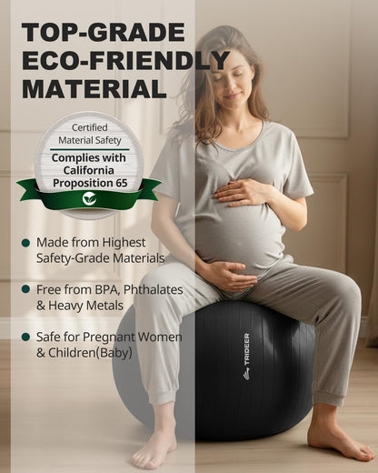 Yoga Ball for Exercise, Pilates, Core & Balance Training, Stability Ball for Pregnancy & Birthing Prep, Physical Therapy, Daily Stretching, Office Chair for Active Sitting, Quick Pump Included