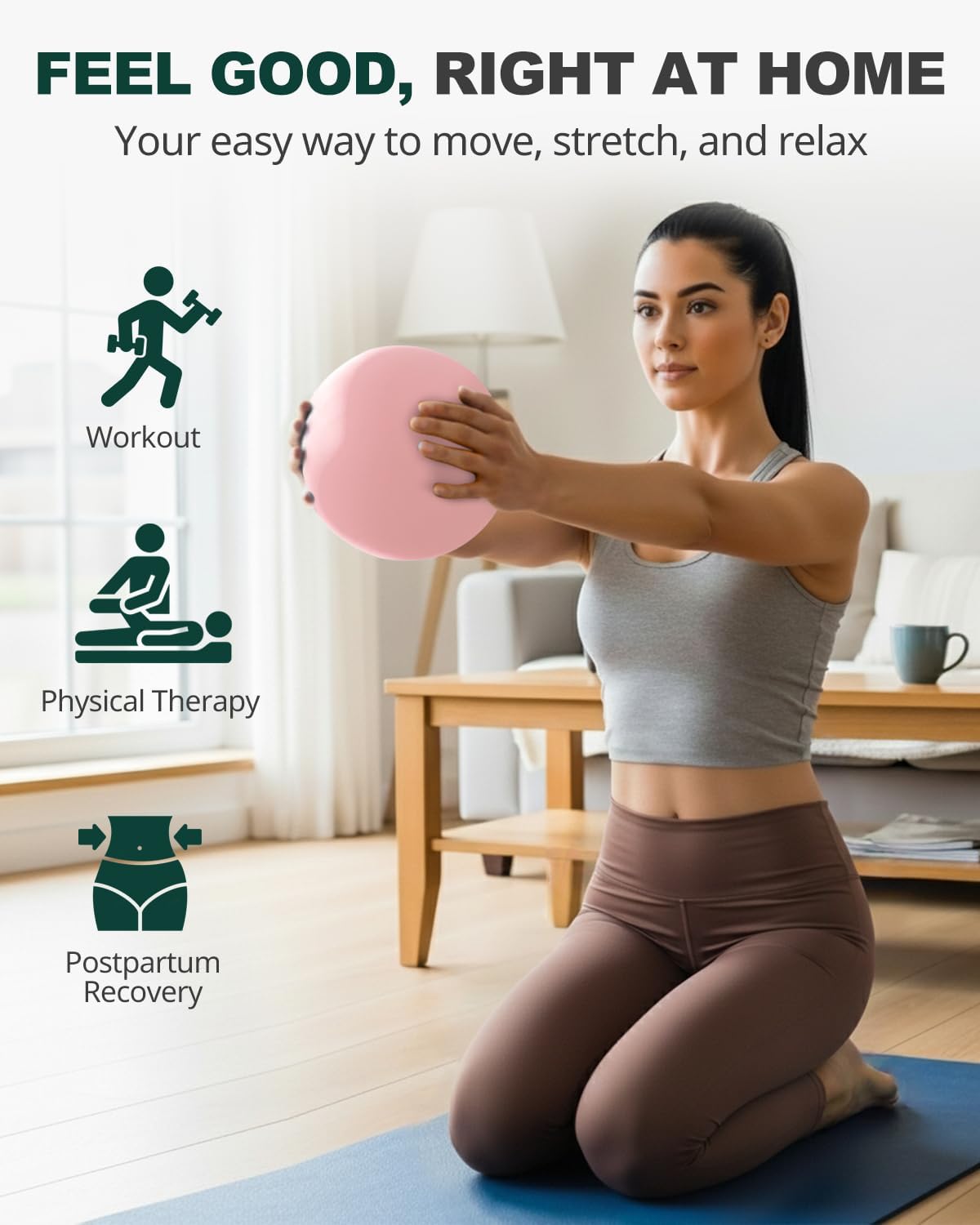 Yoga Ball for Exercise, Pilates, Core & Balance Training, Stability Ball for Pregnancy & Birthing Prep, Physical Therapy, Daily Stretching, Office Chair for Active Sitting, Quick Pump Included