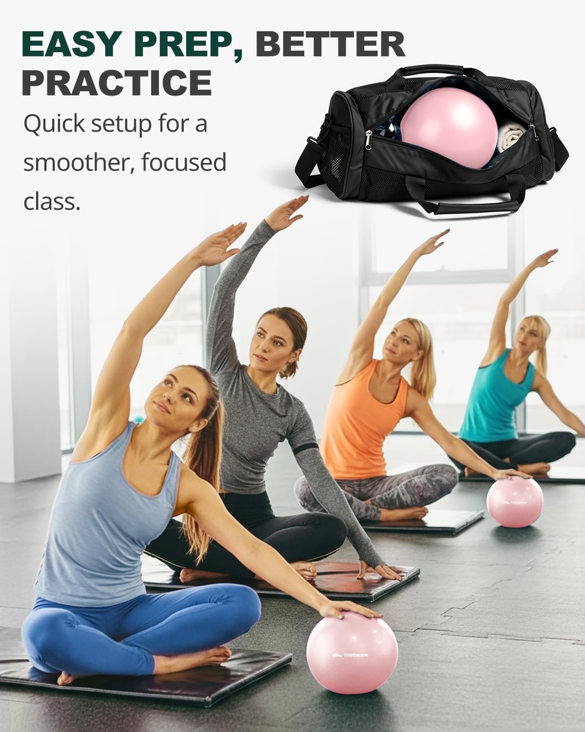 Yoga Ball for Exercise, Pilates, Core & Balance Training, Stability Ball for Pregnancy & Birthing Prep, Physical Therapy, Daily Stretching, Office Chair for Active Sitting, Quick Pump Included