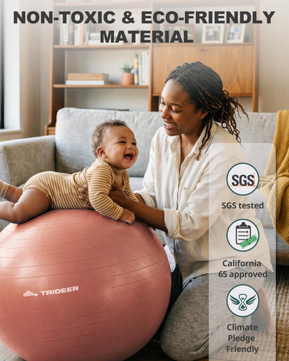 Yoga Ball for Exercise, Pilates, Core & Balance Training, Stability Ball for Pregnancy & Birthing Prep, Physical Therapy, Daily Stretching, Office Chair for Active Sitting, Quick Pump Included