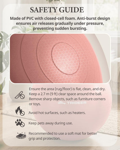 Yoga Ball for Exercise, Pilates, Core & Balance Training, Stability Ball for Pregnancy & Birthing Prep, Physical Therapy, Daily Stretching, Office Chair for Active Sitting, Quick Pump Included