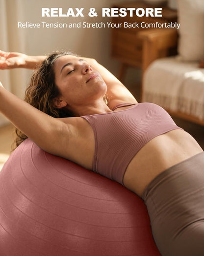 Yoga Ball for Exercise, Pilates, Core & Balance Training, Stability Ball for Pregnancy & Birthing Prep, Physical Therapy, Daily Stretching, Office Chair for Active Sitting, Quick Pump Included