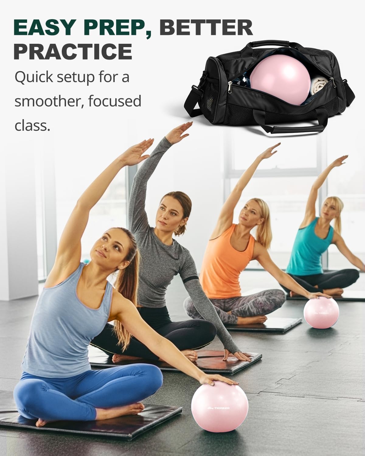 Yoga Ball for Exercise, Pilates, Core & Balance Training, Stability Ball for Pregnancy & Birthing Prep, Physical Therapy, Daily Stretching, Office Chair for Active Sitting, Quick Pump Included