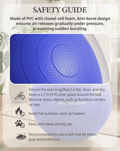 Yoga Ball for Exercise, Pilates, Core & Balance Training, Stability Ball for Pregnancy & Birthing Prep, Physical Therapy, Daily Stretching, Office Chair for Active Sitting, Quick Pump Included